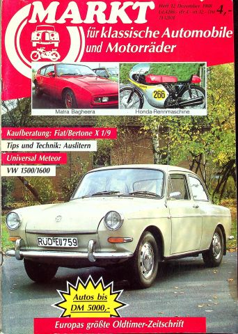 Oldtimer Markt 12/1988 Oldtimer Markt 12/1988